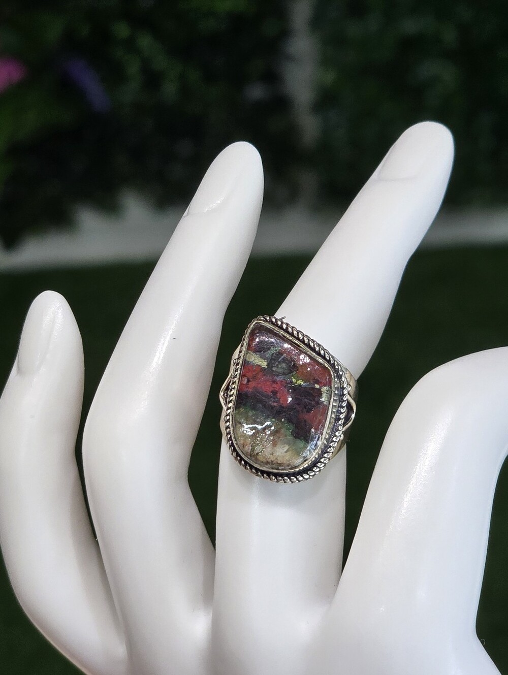 Multicolor Stone Silver-Tone Women’s Statement Ring